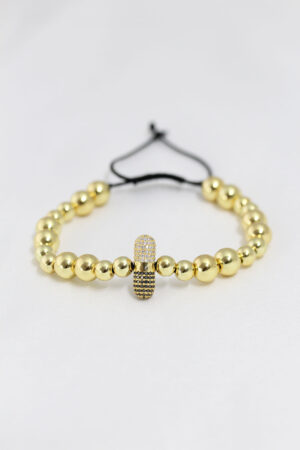 Gold Renk Çelik Zirkon Objeli Asansörlü Bileklik