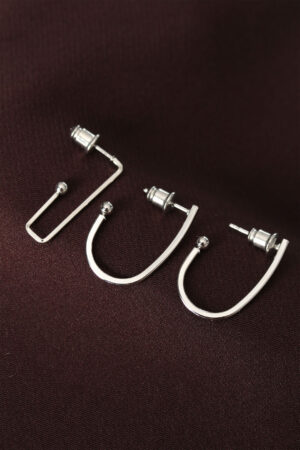 küpeGeometrik Model Gümüş Renk Metal Çoklu Küpe