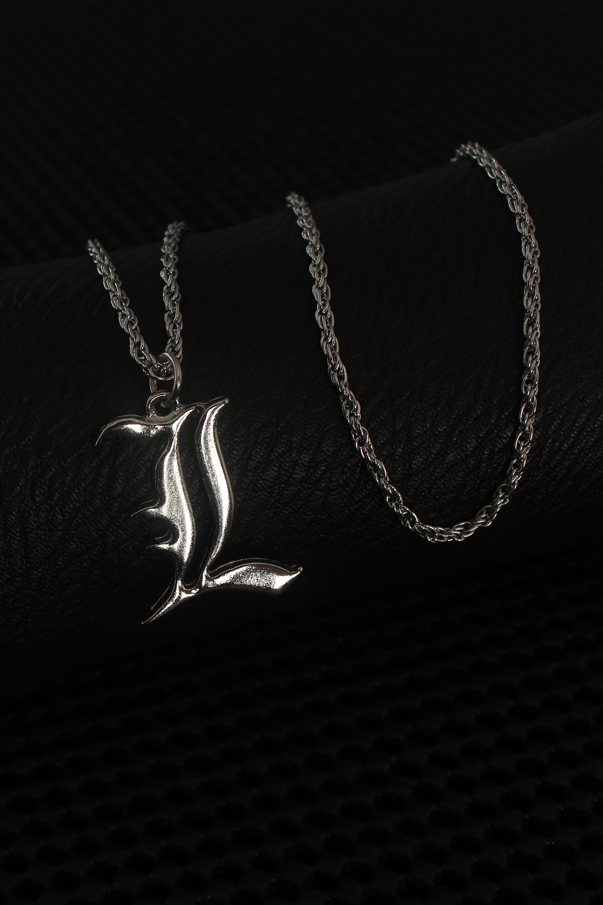 Gümüş Renk L Harf Erkek Kolye