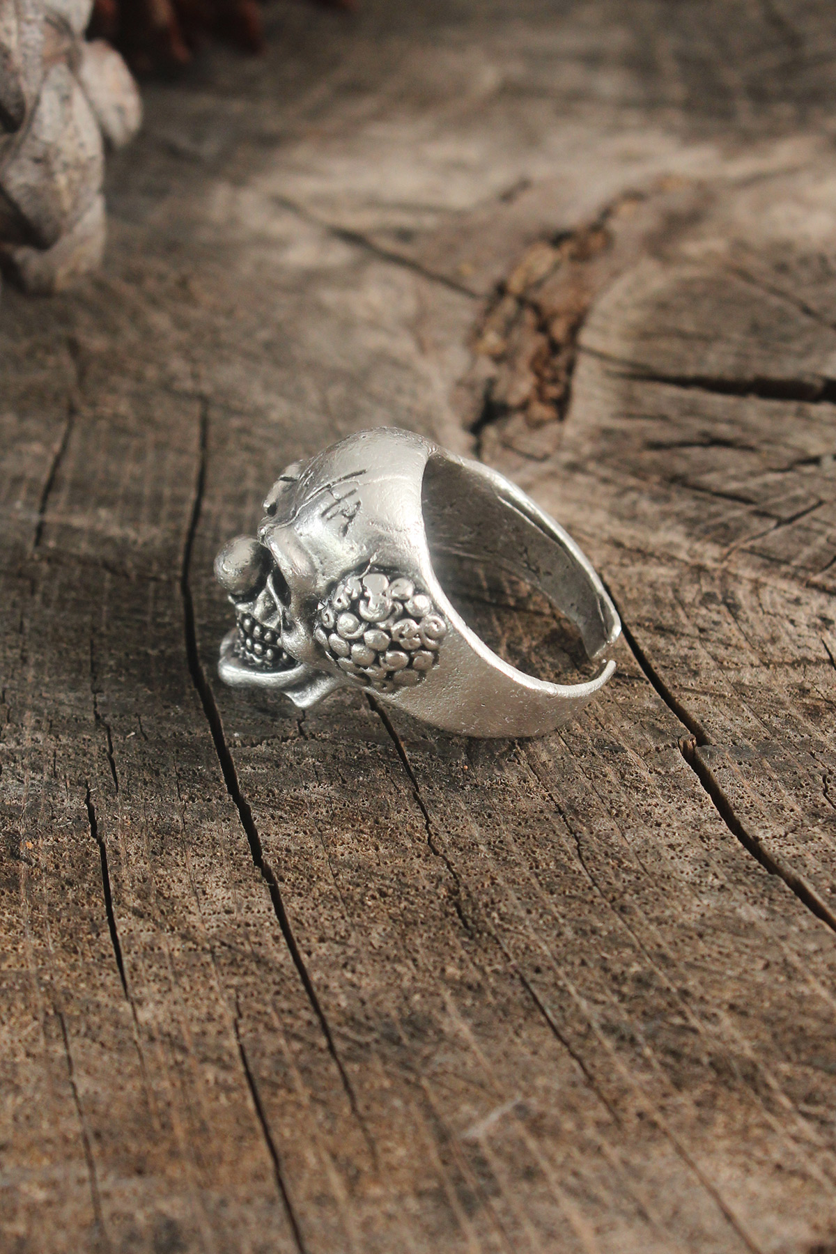 Antik Gümüş Renk Palyaço Model Ayarlanabilir Erkek Yüzük - Görsel 2