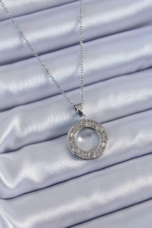 316L Çelik Gümüş Renk Zirkon Taşlı Model Kadın Kolye