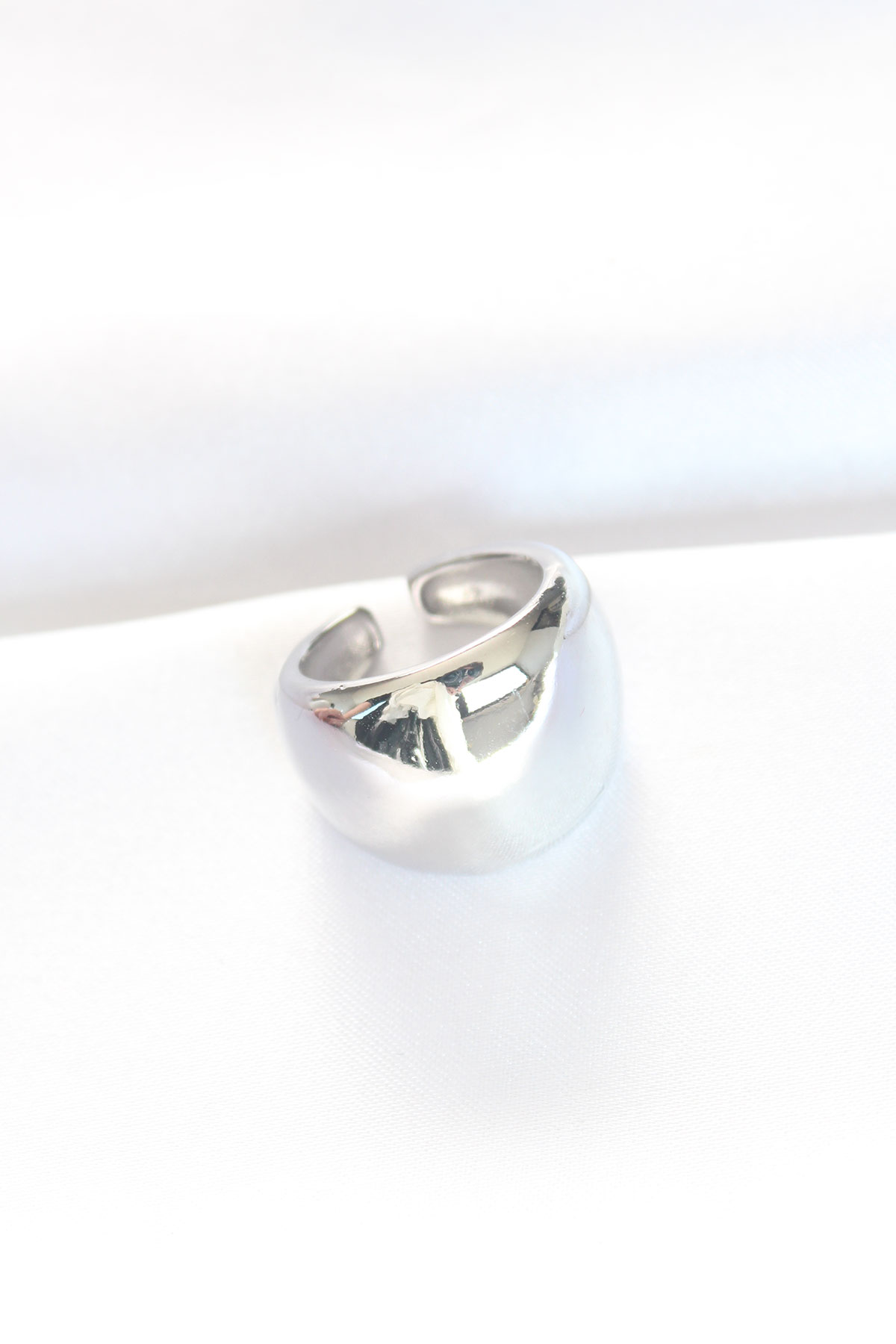 Silver Renk Ayarlanabilir Bombeli Ayna Yüzük - Görsel 2