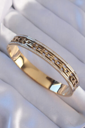 316L Çelik Gold Renk Zirkon Taşlı Model Kelepçe