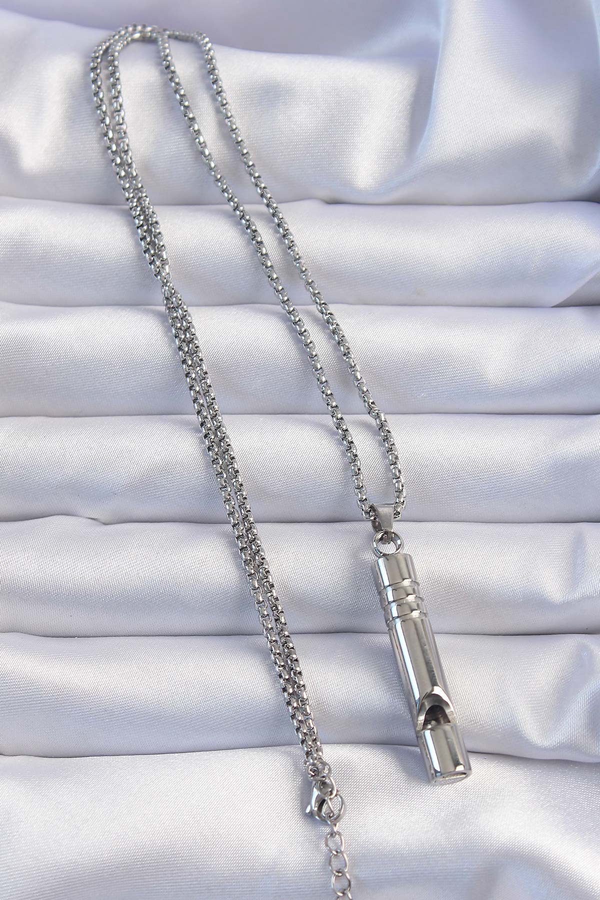 Acil Durum Düdüğü 316L Çelik Kararma Yapmaz Yüksek Desibel Kolye Unisex - Görsel 2