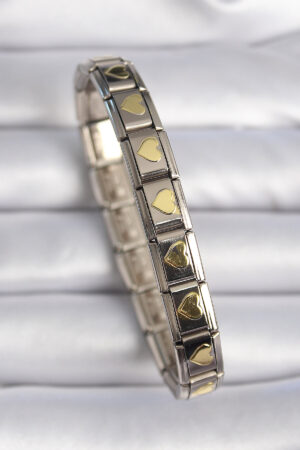 316L Çelik Gümüş Renk Gold Kalp İşleme Nomination Charm Bileklik