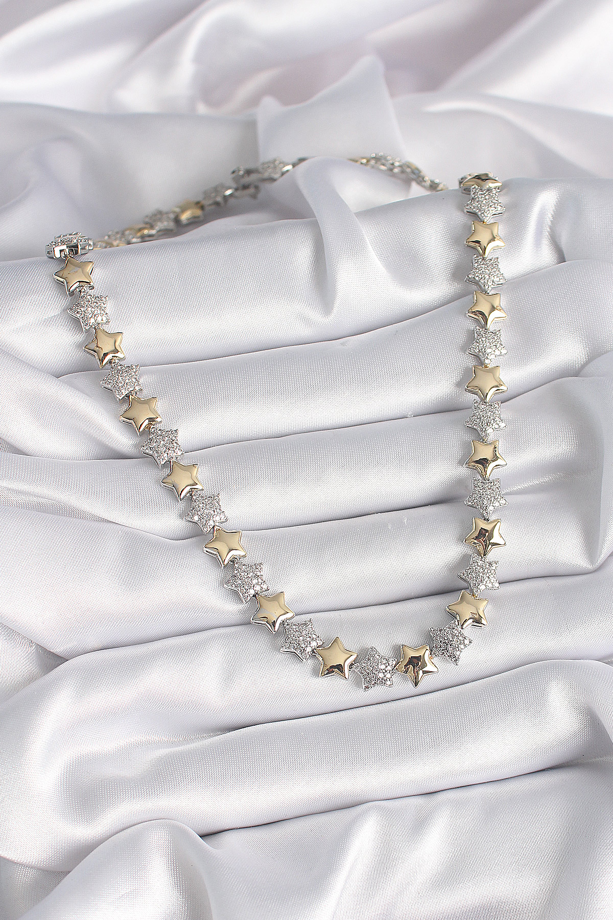 Pirinç Mix Renk Zirkon Taşlı Yıldız Model VIP Exclusive Seri Kadın Kolye - Görsel 2