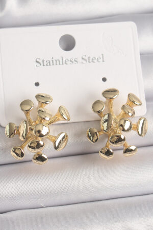 Pirinç Gold Renk Virüs Figür Model Kadın Küpe