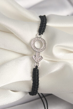 Pirinç Gümüş Renk Zirkon Taşlı Mars Figür Asansörlü Makrome Model Kadın Bileklik