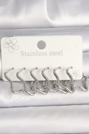 316L Çelik Gümüş Renk Yıldız Model Kadın Küpe Seti