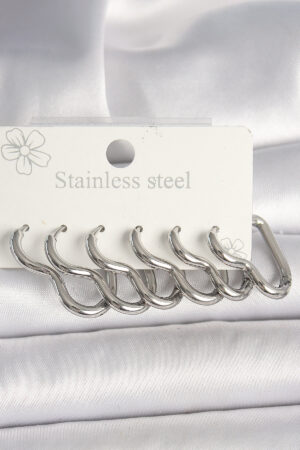 316L Çelik Gümüş Renk Kalp Model Kadın Küpe Seti