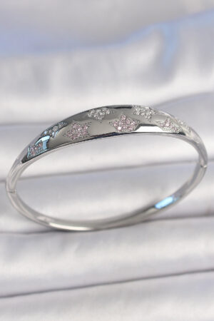 Pirinç Gümüş Renk Zirkon Taşlı Yıldız İşlemeli Kadın Kelepçe