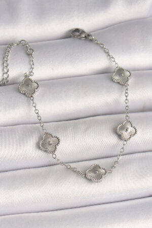 316L Çelik Gümüş Renk İşlemeli Baby Boy Yonca Model Kadın Bileklik