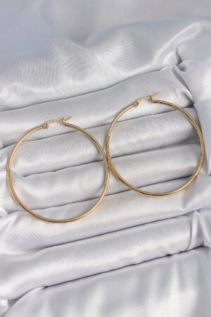 316 Çelik Gold Renk 53 mm Halka Model Kadın Küpe