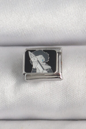 316L Çelik Gümüş Renk Siyah İşlemeli Portre Model Nomination Charm