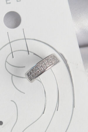 Pirinç Gümüş Renk Zirkon Taşlı Kıkırdak Model Kadın Küpe