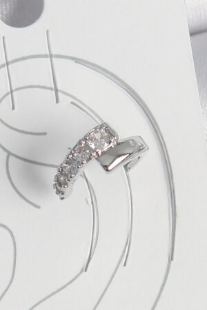 Pirinç Gümüş Renk Zirkon Taşlı Kadın Kıkırdak Küpe