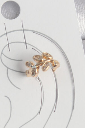 Pirinç Gold Renk Zirkon Taşlı Yaprak Model Kadın Kıkırdak Küpe