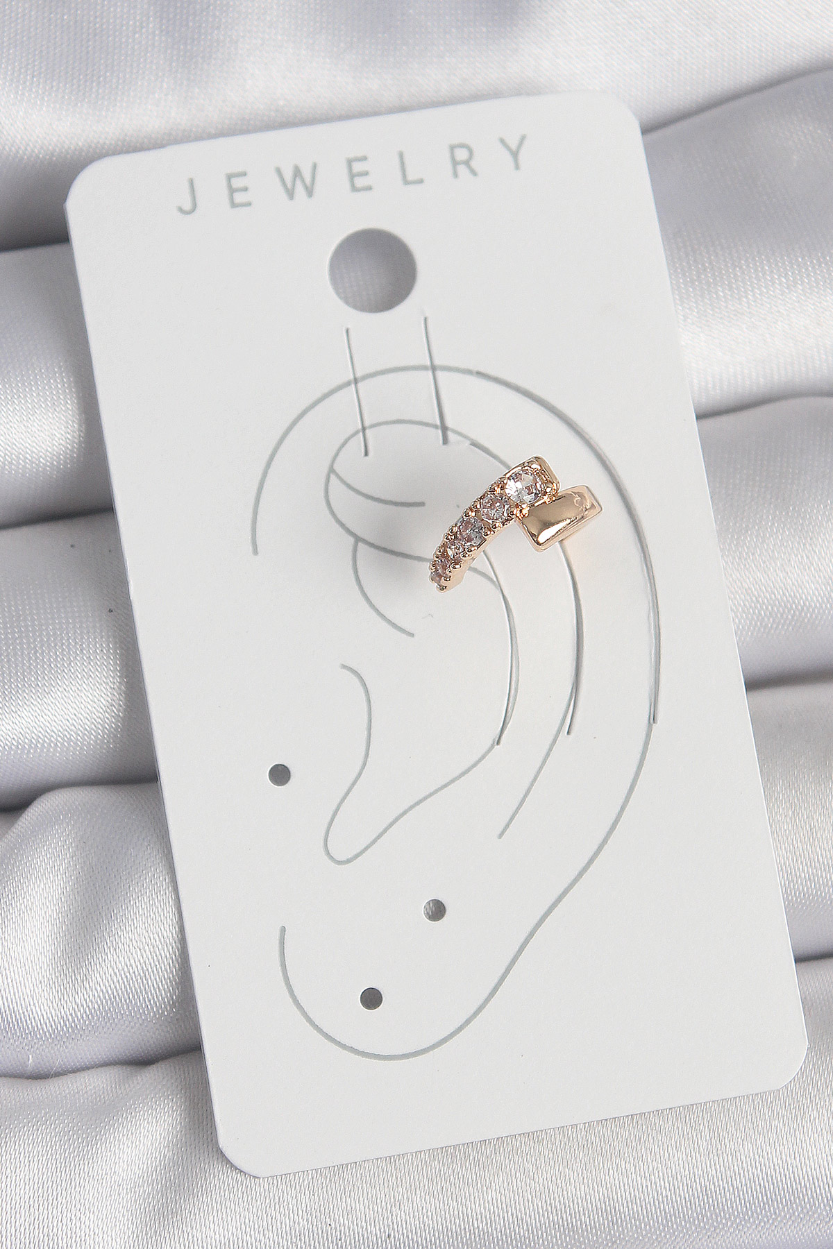 Pirinç Gold Renk Zirkon Taşlı Kadın Kıkırdak Küpe - Görsel 2