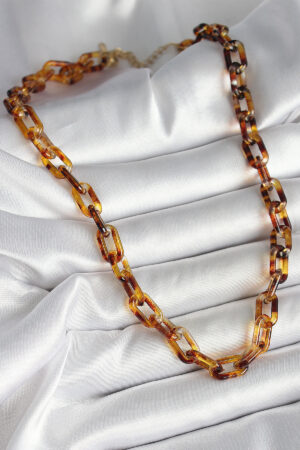 Leopar Desenli Mika Zincir Kadın Kolye