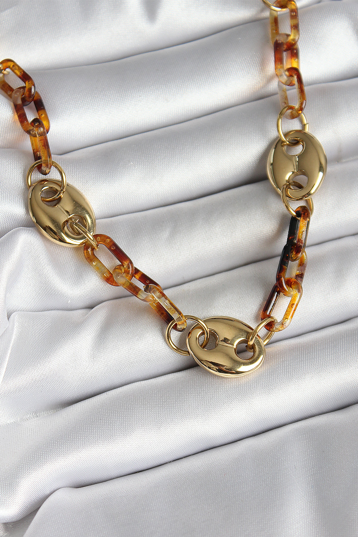 Leopar Desenli Mika Gold Renk Zincir Kadın Kolye - Görsel 2