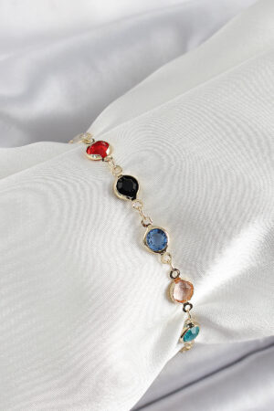 Pirinç Asorti Model Gold Renk Zirkon Taşlı Kadın Bileklik