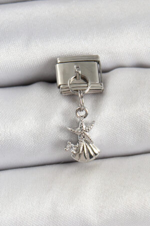 316L Çelik Sallantılı Zirkon Taşlı Deniz Yıldızı Ve İstiridye Model Gümüş Renk Nomination Charm
