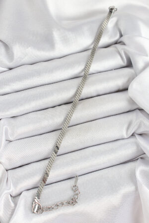 316L Çelik Gümüş Renk Yassı Zincir Model Kadın Bileklik