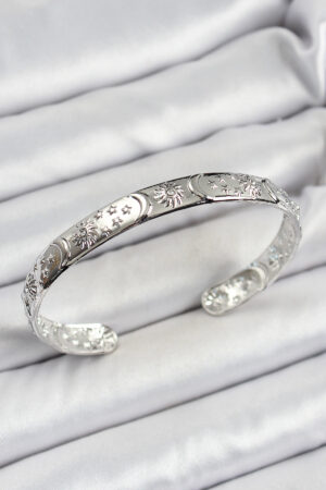 Pirinç Gümüş Renk İşlemeli Altı Açık Bileklik