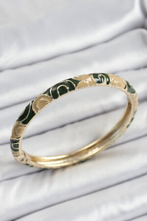 Mineli Pirinç Siyah ve Kahverengi Motifli Kadın Kelepçe