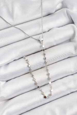 Pirinç Zirkon Taşlı Yıldız Figürlü Y Model Gümüş Renk Kadın Kolye