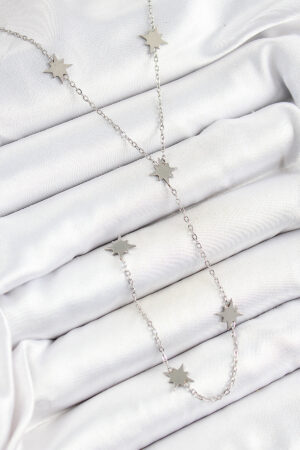 316L Çelik Kutup Yıldızı Figürlü Y Model Gümüş Renk Kadın Kolye