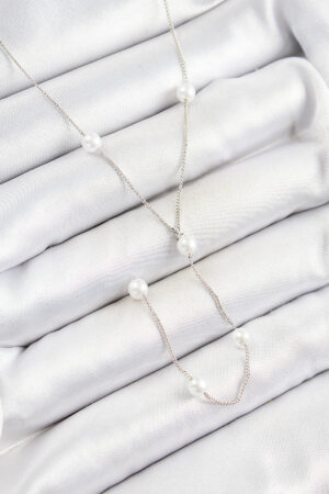 Pirinç İnci Figürlü Y Model Gümüş Renk Kadın Kolye