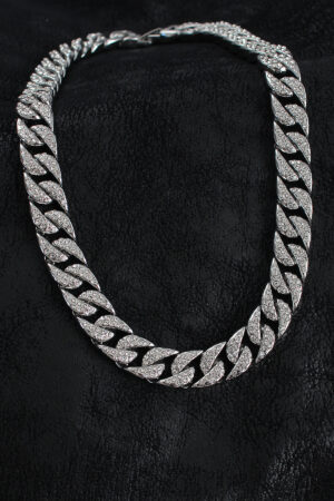 Pirinç Zirkon Taşlı Cuba Gurmet Model Gümüş Renk Erkek Kolye