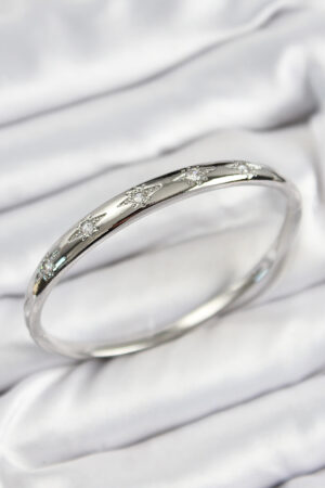 Pirinç Zirkon Taşlı Kutup Yıldızı Model Gümüş Renk Kadın Kelepçe