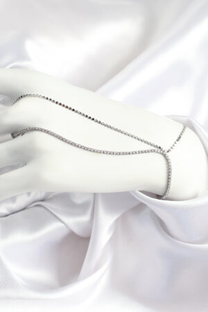 Pirinç Zirkon Taşlı Ezme Zincir Model Gümüş Renk Kadın Şahmeran