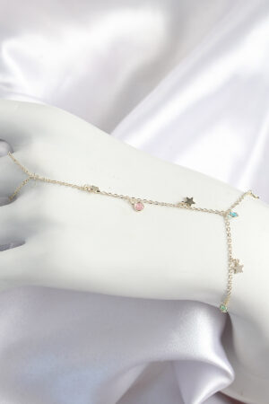 Pirinç Renkli Zirkon Taşlı Sallantılı Yıldızlı Model Gold Renk Kadın Şahmeran