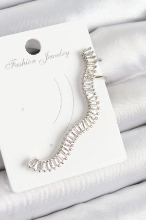 Pirinç Su Yolu Model Gümüş Renk Sağ Kıkırdak Küpe