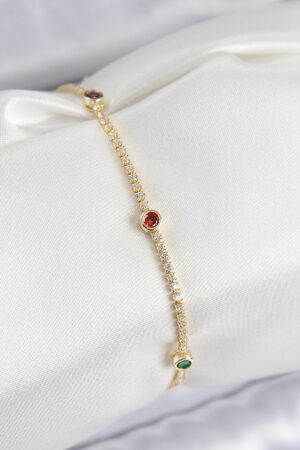 Pirinç Zirkon Taşlı Asorti Model Gold Renk Kadın Bilekilk