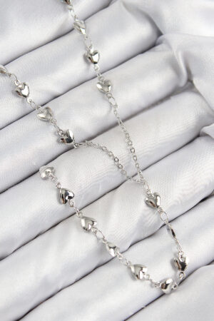 Pirinç Zirkon Taşlı Kalp Model Gümüş Renk Y Kolye