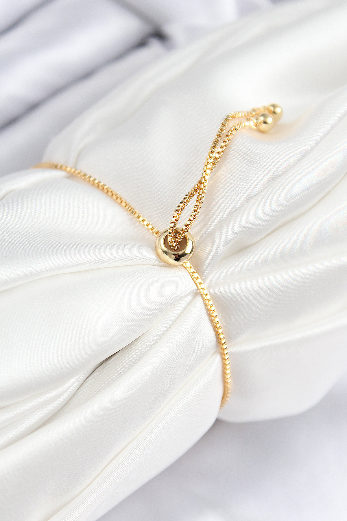 Pirinç Zirkon Taşlı Kalp Model Gold Renk Asansörlü Kadın Bileklik - Görsel 2