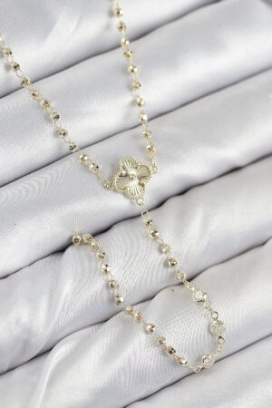 Pirinç Zirkon Taşlı Yonca Model Gold Renk Kadın Y Kolye