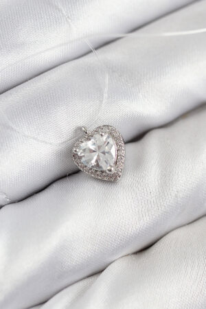 Misineli Kalp Model Gümüş Renk Hayalet Kolye