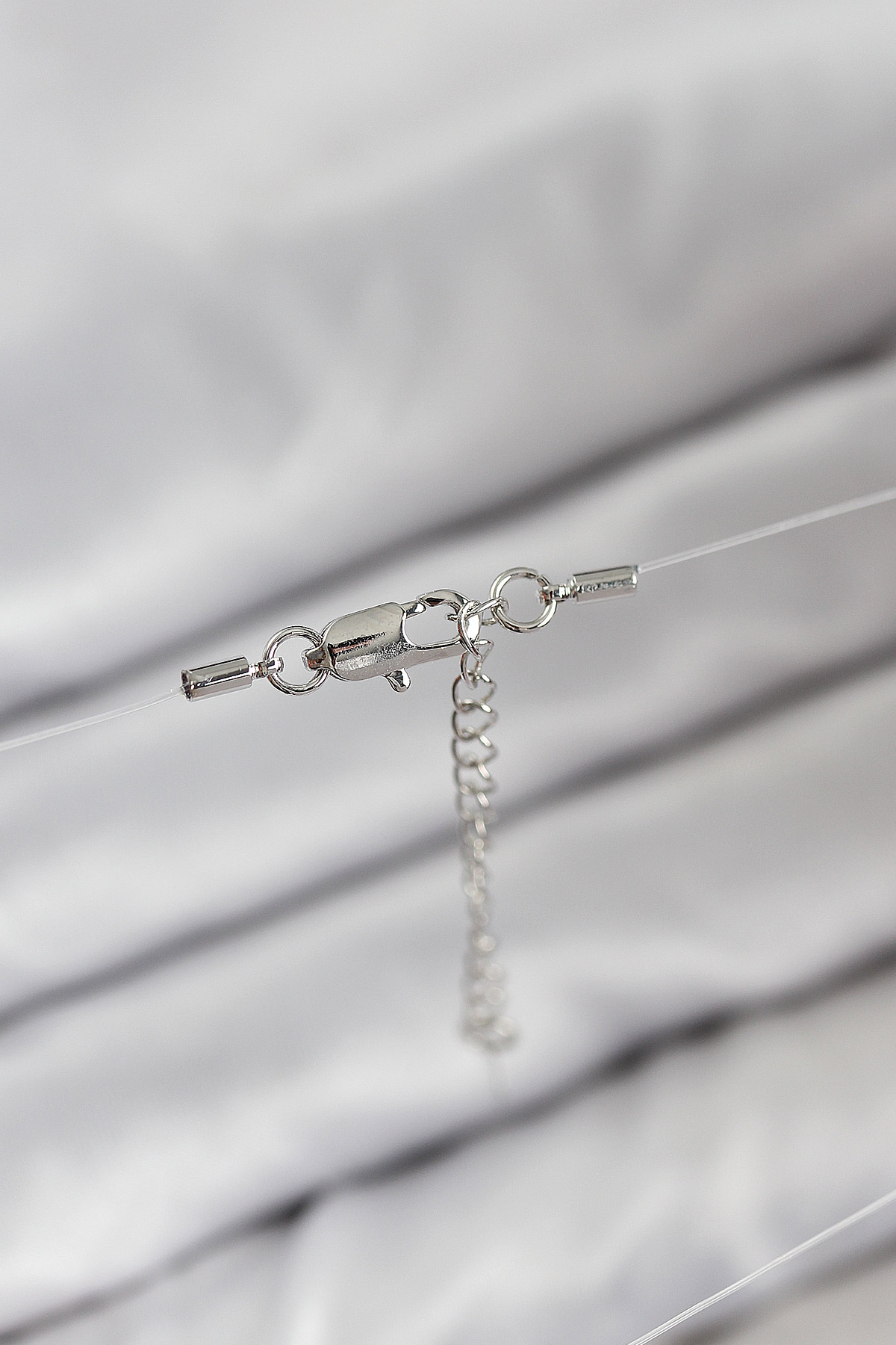 Misineli Zirkon Taşlı Model Gümüş Renk Hayalet Kolye - Görsel 2