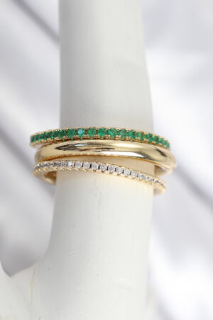 Pirinç Gold Renk Zirkon Taşlı 4'Lü Kadın Yüzük