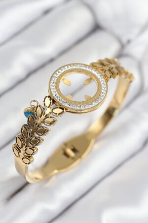 316L Çelik Zirkon Taşlı Çeyrek Takılabilir Gold Renk Kelepçe