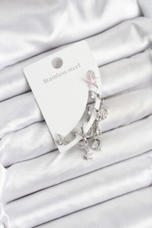 Pirinç Gümüş Renk Set Küpe