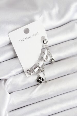 Pirinç Gümüş Renk Kadın Set Küpe