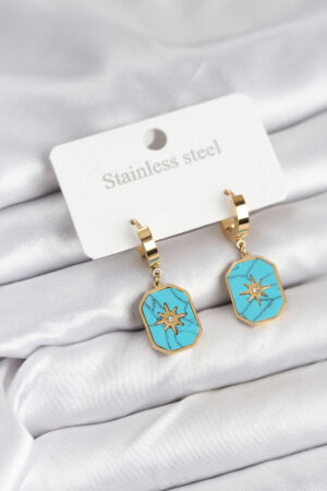 316L Çelik Gold Renk Kutup Yıldızı Model Kadın Küpe