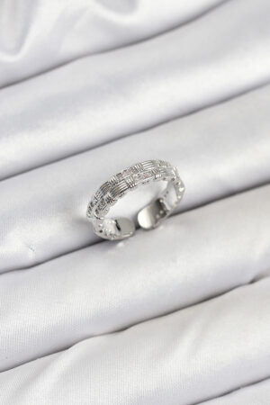 Pirinç Gümüş Renk Zirkon Taşlı Sırım Kadın Yüzük