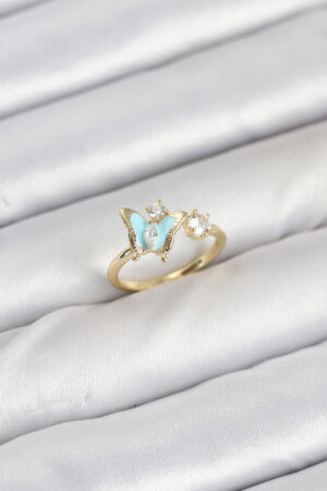 Pirinç Gold Renk Kelebek Model Kadın Yüzük